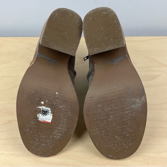 UGG Women’s Size 6.0 Pixley Stacked Heel Ankle Booties Zip Gray Taupe Nubuck - Picture 8 of 11